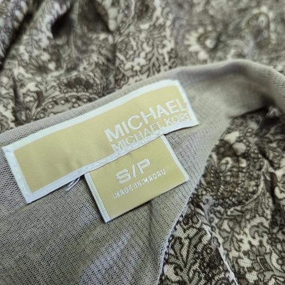 MICHAEL KORS | Floral Paisley Sleeveless Top In Taupe/Purple/Brown sz S - Picture 6 of 9